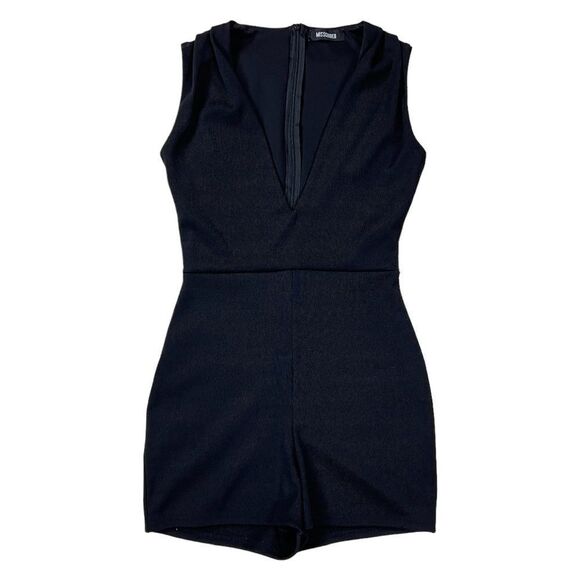 Missguided Black Ribbed Sleeveless Romper 6 - Picture 1 of 9